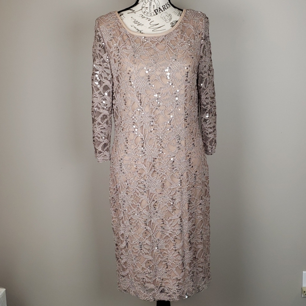 {Onyx nite} Tan Sparkle Formal Evening Dress.